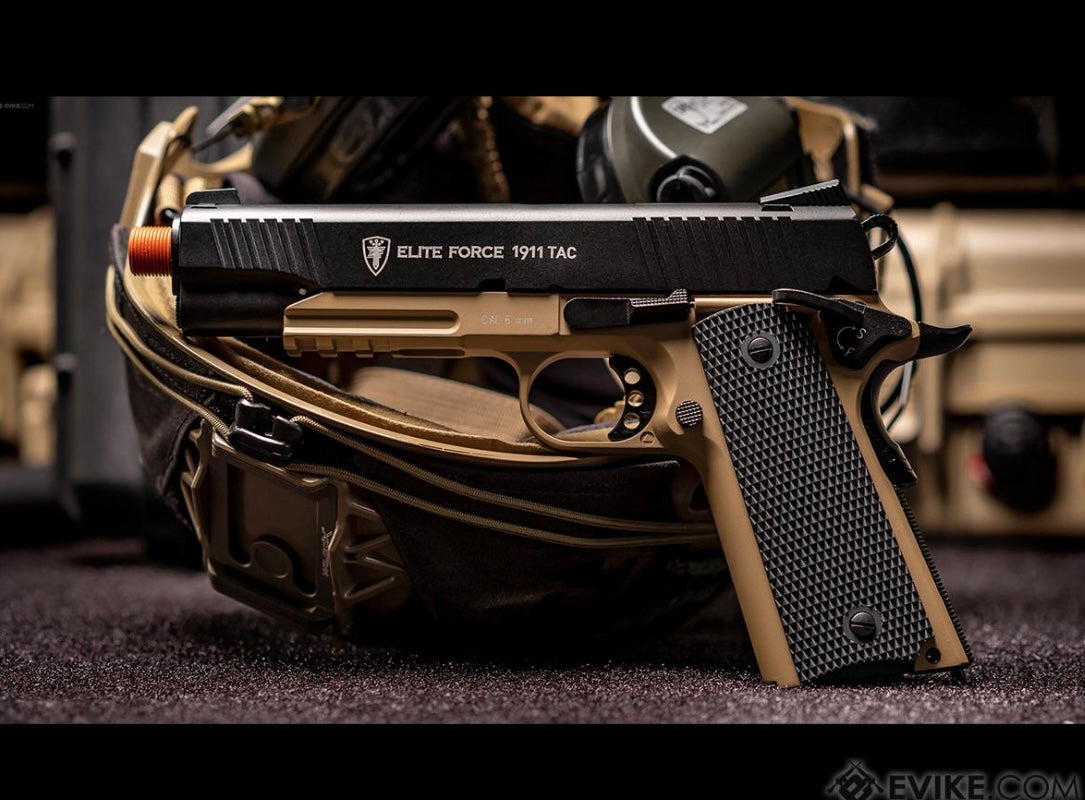 (Open Box) Elite Force Full Metal 1911 Tactical CO2 Airsoft Gas Blowback Pistol Umarex KWC (Color: Desert & Black) (Open Box)